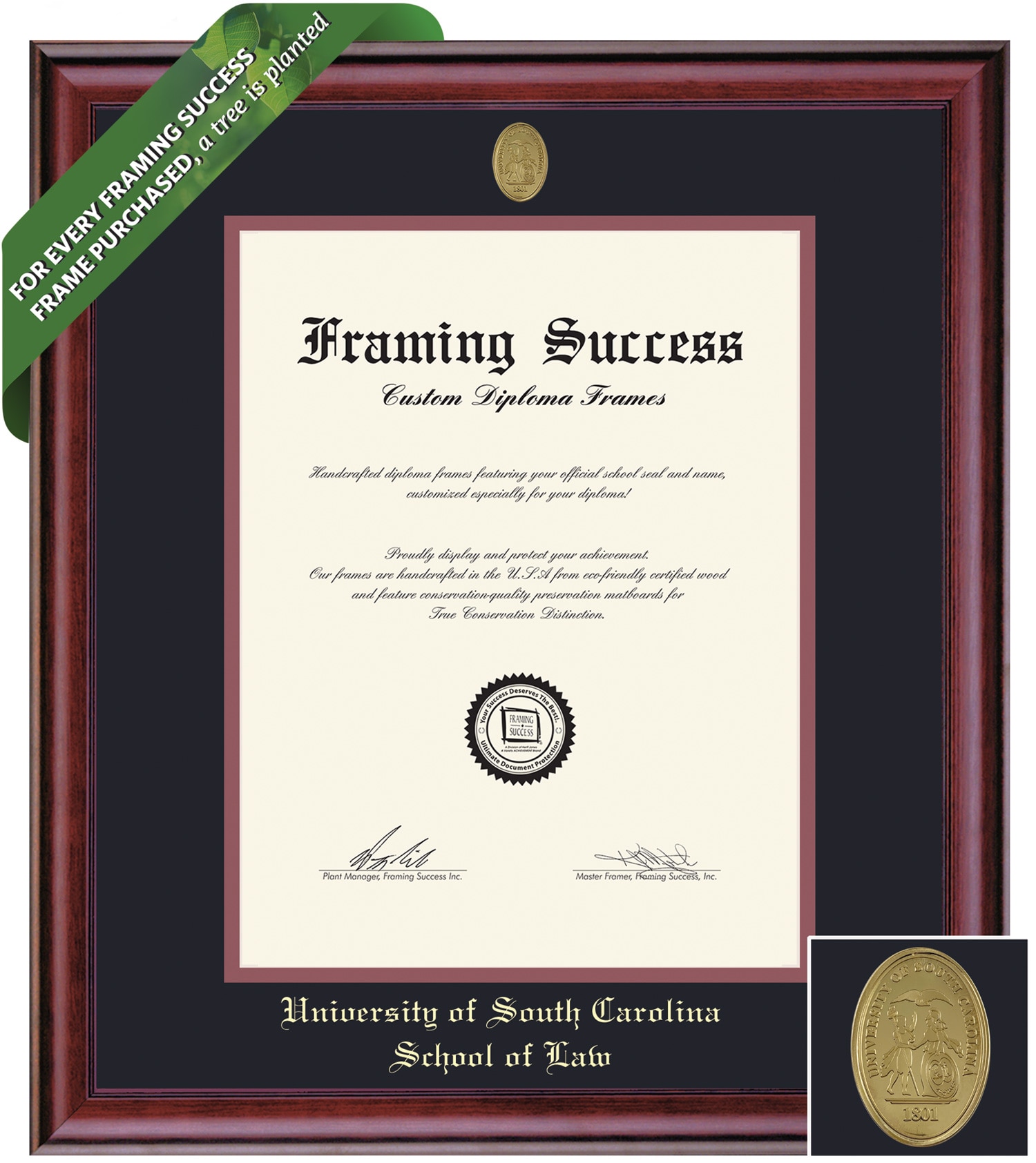 Framing Success 14 x 11 Classic Gold Medallion Law Diploma Frame