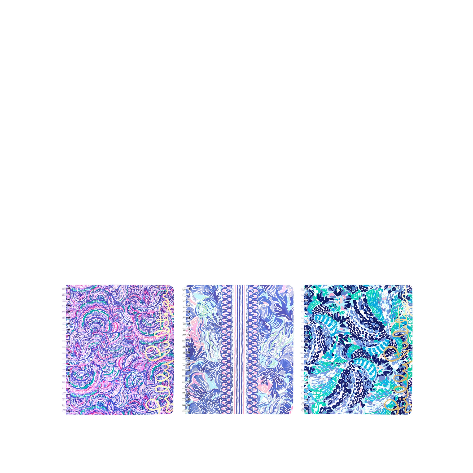 Lilly Pulitzer Large Notebook Set of 3, Happy As/Shade/Wave