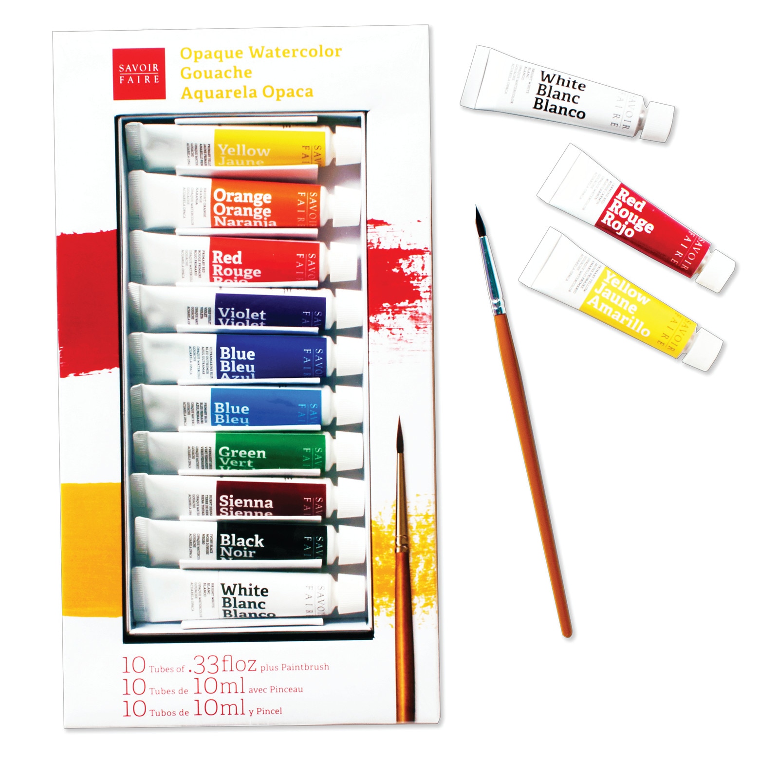 Savoir-Faire Opaque Watercolor Gouache Set, 10-Colors