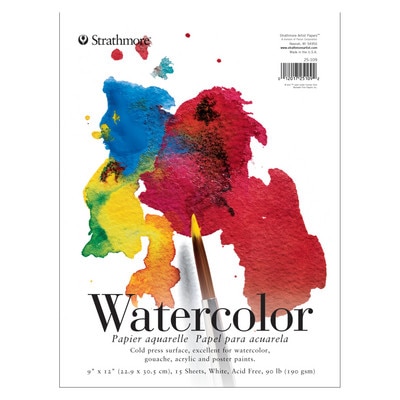 Strathmore Watercolor Paper Pad, 200 Series, 9" x 12", Tape Bound