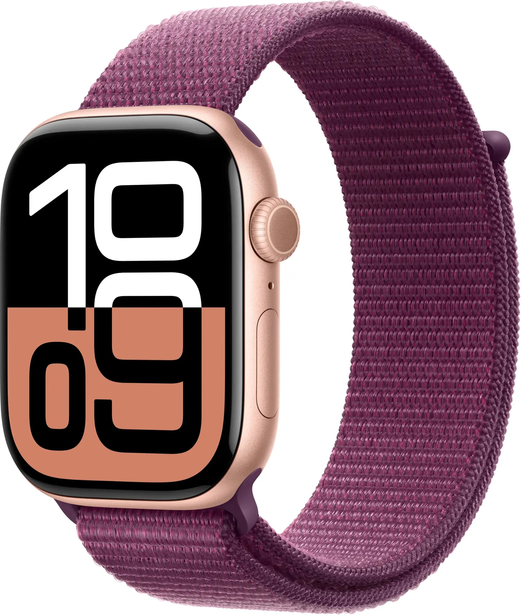 Apple Watch Series 10 GPS + Cellular 46mm Rose Gold Aluminum Case with Plum Sport Loop