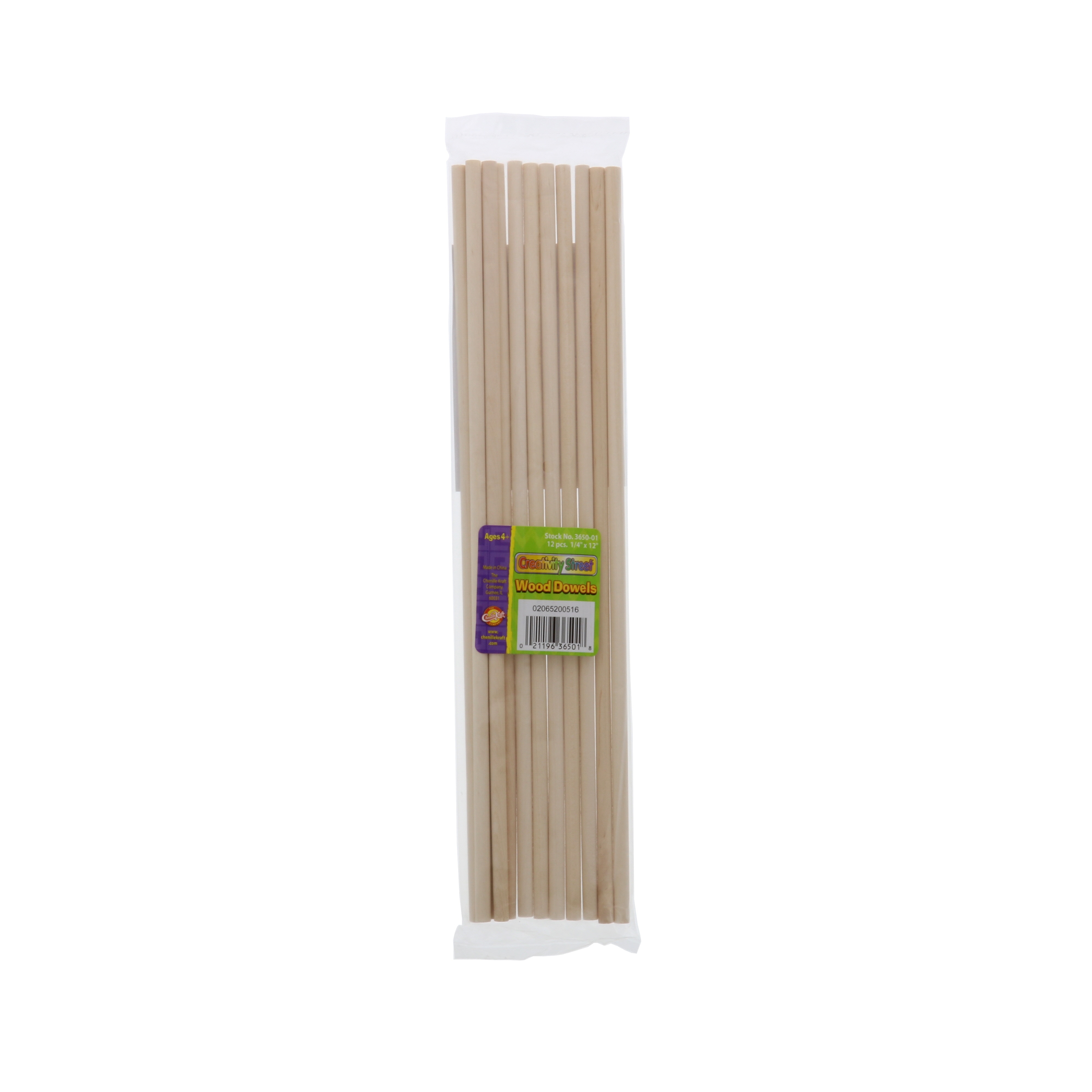 Wooden Dowel Rods 12X1/4 12Pkg