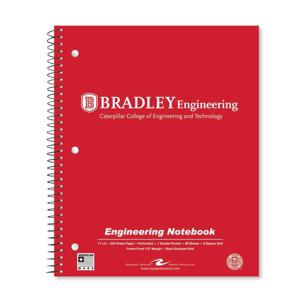 School Spirit Engineering Notebook, Green Tint 20# Paper with 1 Double Pocket