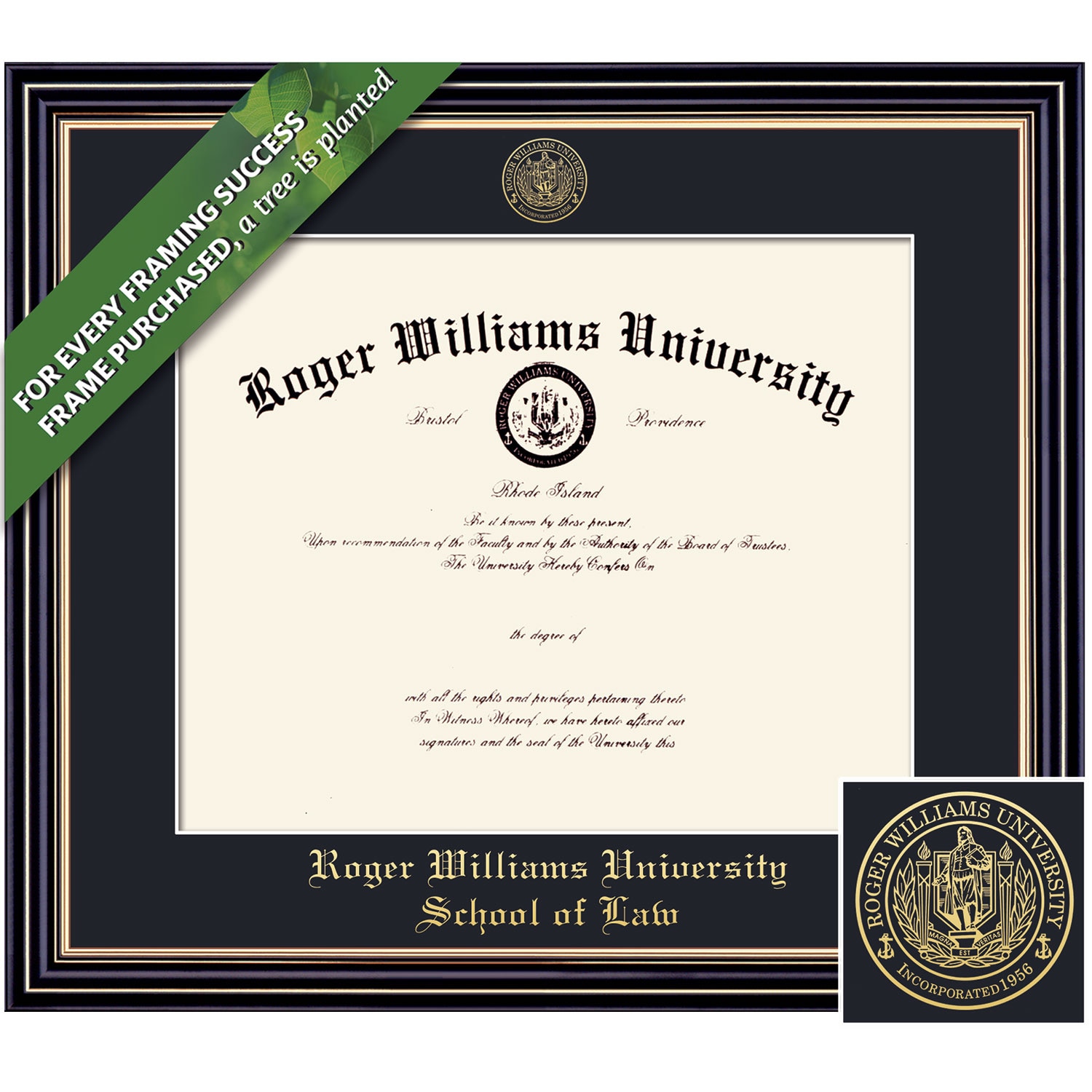 Framing Success 14 x 17 Diploma with Gold Embossed School Seal Law Diploma Frame