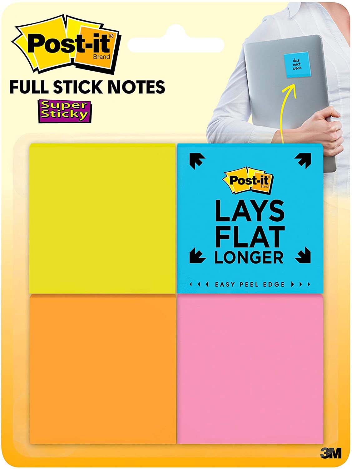 3M Post-it 2x2 Super Sticky Full Stick Notes, 8 Pads