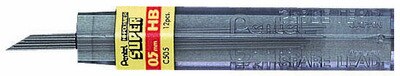 Pentel Super Hi-Polymer Lead Tube Refill, .5mm, H