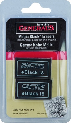 General Pencil Factis Magic Black Eraser, 2/Pkg.