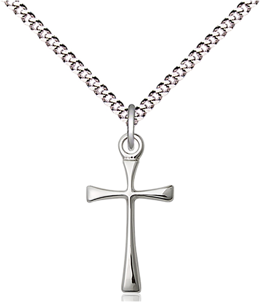 Sterling Silver Maltese Cross Pendant on an 18-inch Light Rhodium Light Curb Chain.  Handmade in the USA