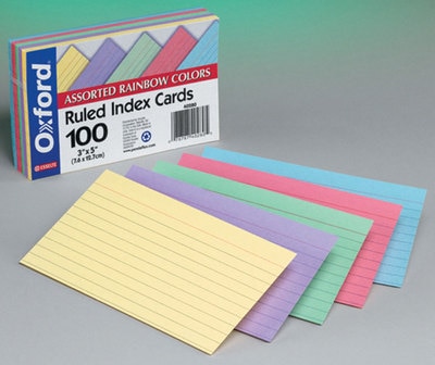 OXFORD INDEX CARDS 3x5 COLORED
