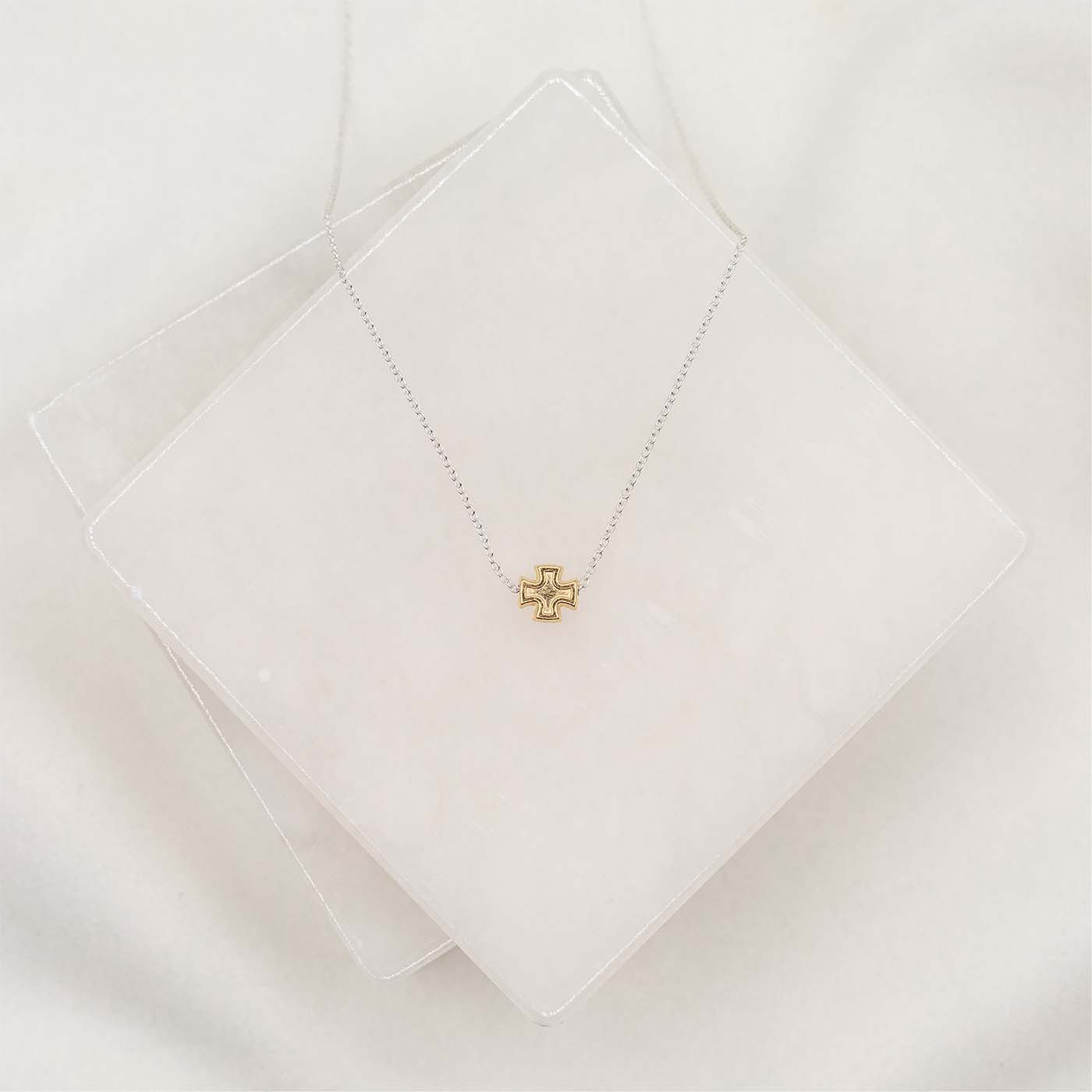 My Saint My Hero Faith Petite Cross Necklace Gold