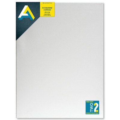 Art Alternatives Economy Cotton Stretched Canvas, 18" x 24" , 2/Pkg.