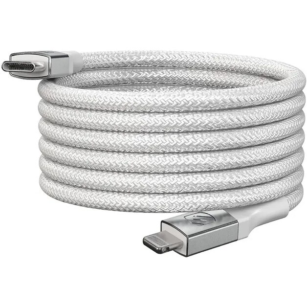 Scosche STRIKELINE Magnetic Braided Power Delivery USB Cable C to Lightening- White