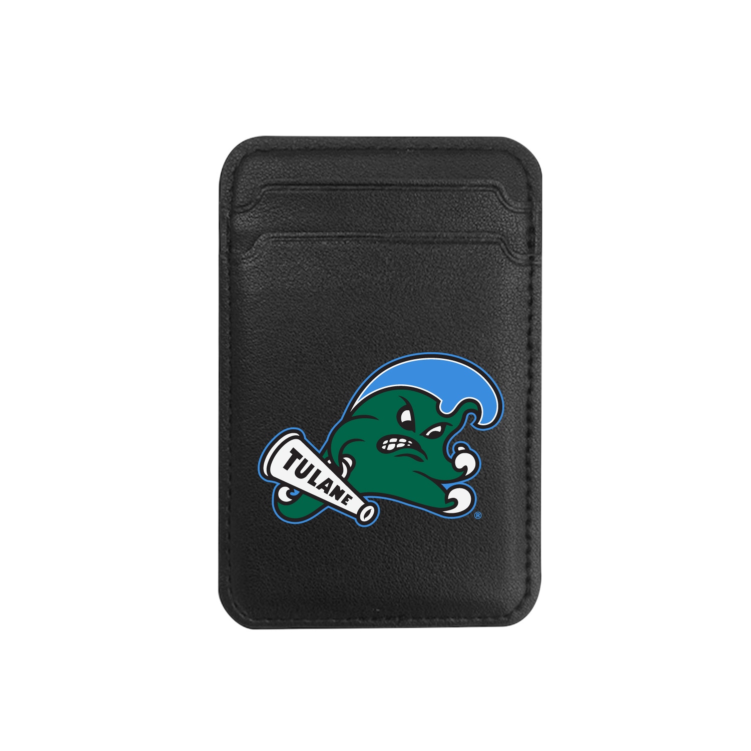 Tulane University V4 - Leather Wallet Sleeve (Top Load, Mag Safe), Black, Classic V1