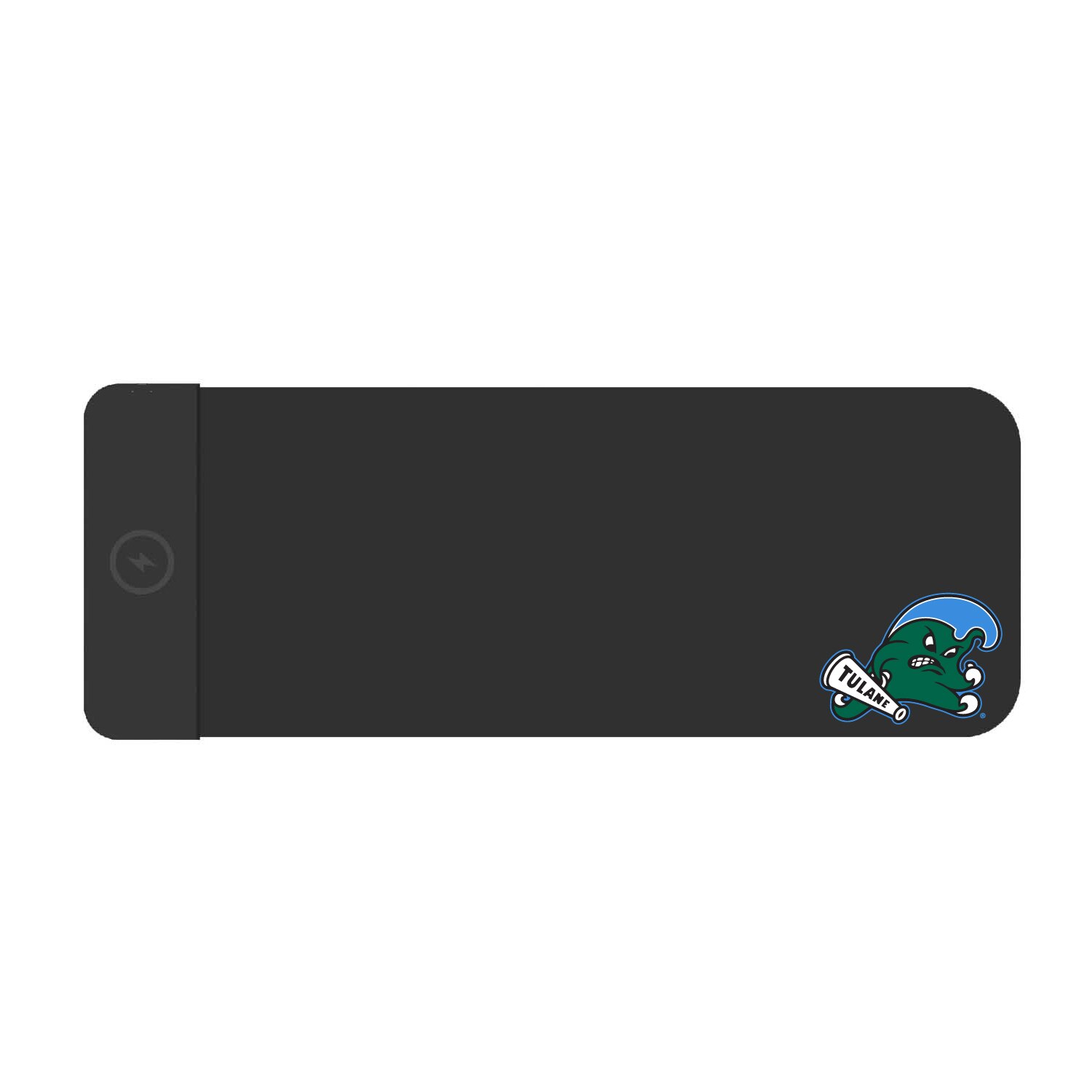 Tulane University Cloth Wireless Charging Desk Mat, Black, Classic V1