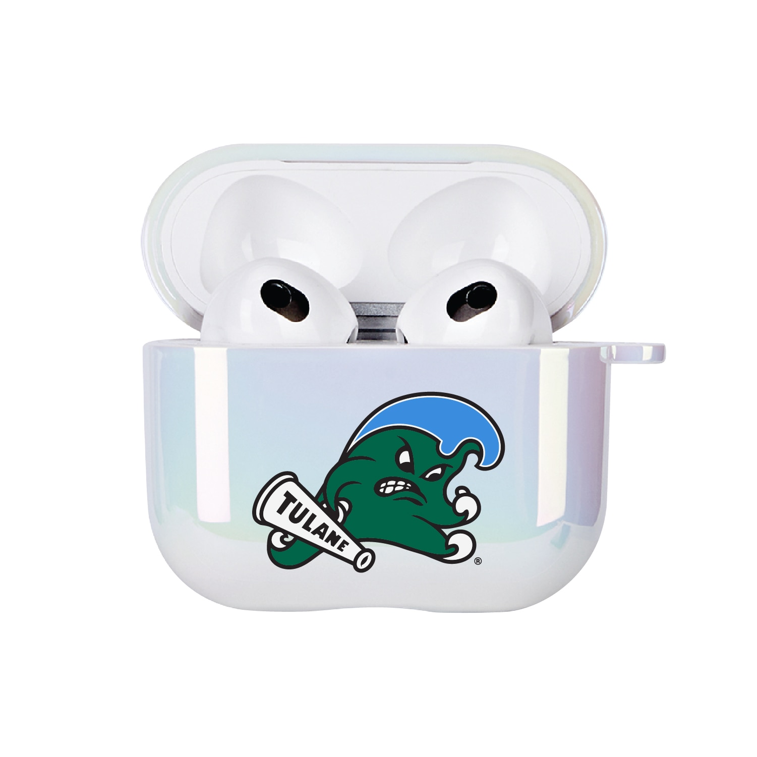 Tulane University - Airpod 3rd Gen Case (TPU), Iridescent White, Classic V1