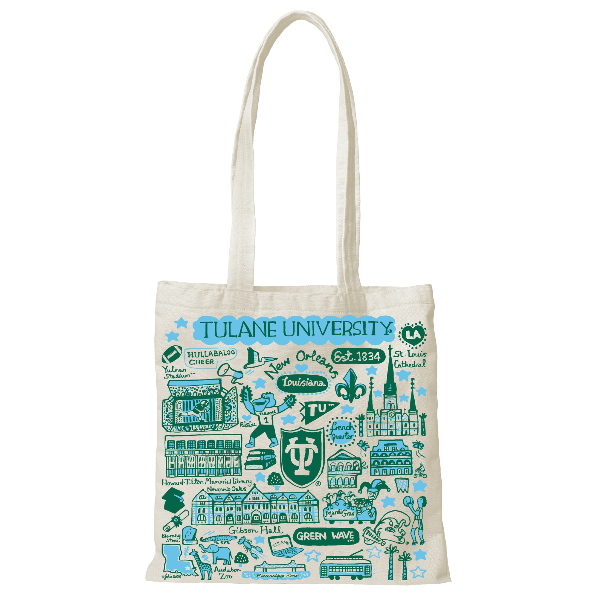 Tulane Green Wave Julia Gash Tote canvas