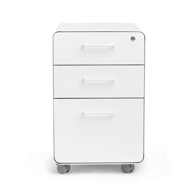 Poppin White 3-Drawer Stow Locking Filing Cabinet