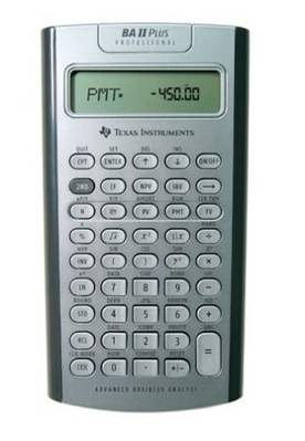 BA II Plus Professional is a calculator with leather-like case included. Added functionality including MIRR, NFV, Modified Duration, Payback, and Discounted Payback. Also has improved 10 digit display.