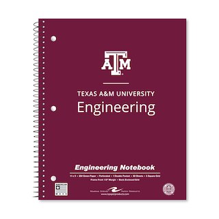 School Spirit Engineering Notebook, Green Tint 20# Paper with 1 Double Pocket