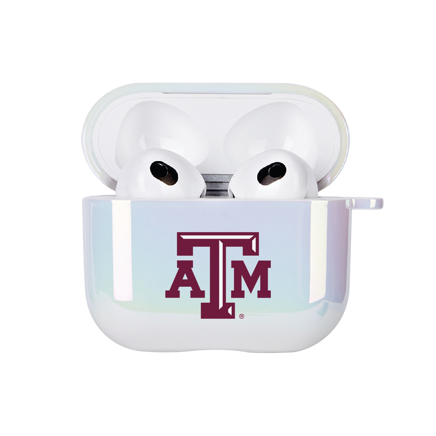 Texas A&M University - Airpod 3rd Gen Case (TPU), Iridescent White, Classic V1