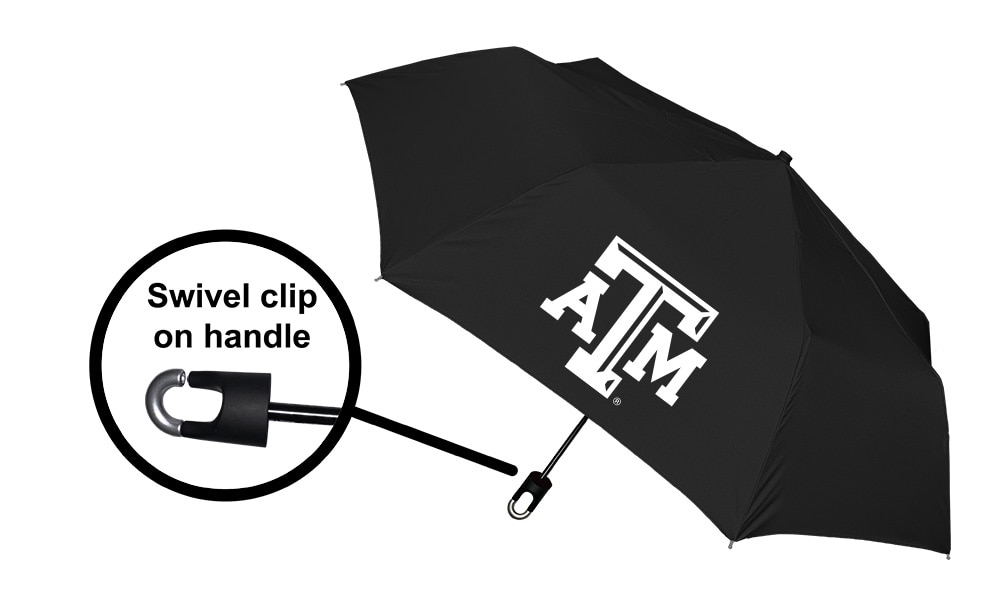 Texas A&M Aggies "Storm Clip" Mini Folding Emblematic Solid Umbrella 42" Coverage