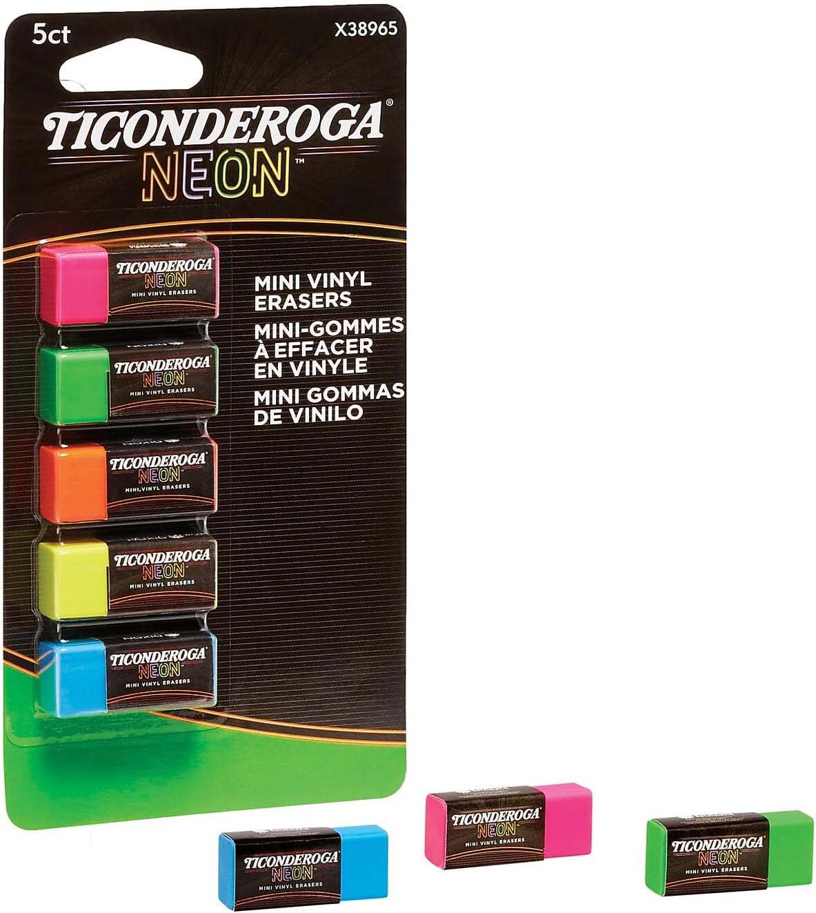 Ticonderoga Neon Mini Eraser Variety Pack