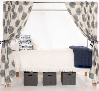 Campus Canopies Three Boho Blue Medallion Panels and Grey Aluminum Poles