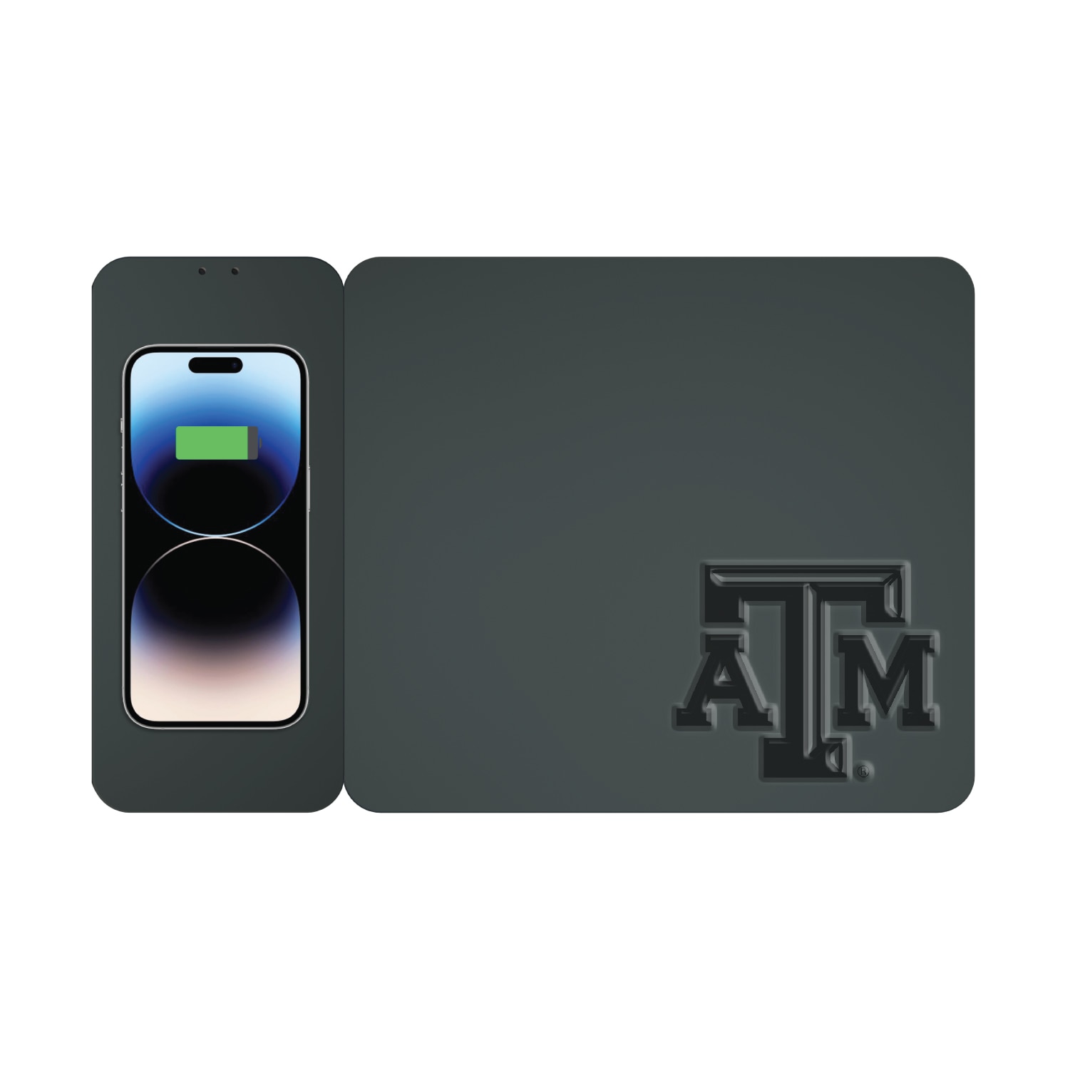 Texas A&M University Leather Wireless Charging Mouse Pad, Black, Alumni V2