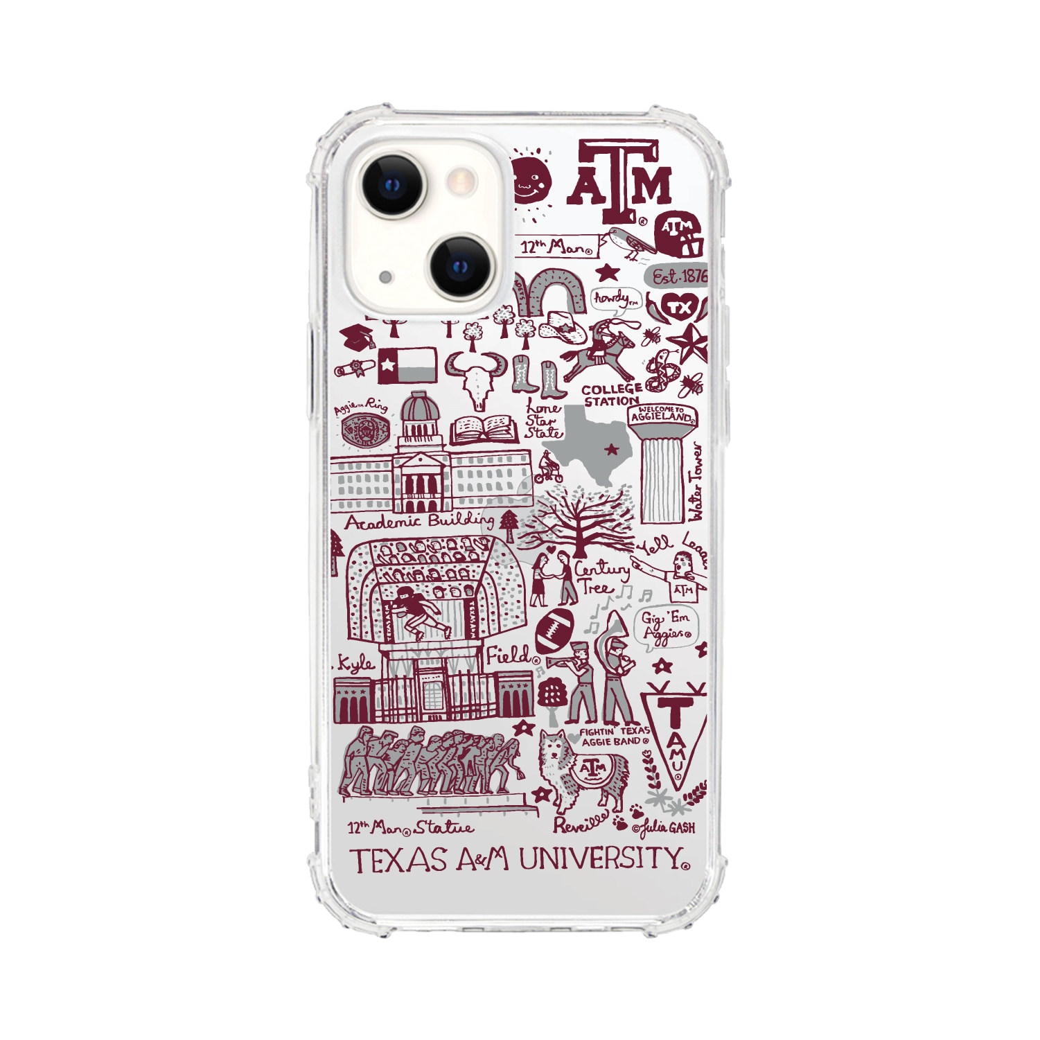 Texas A&M University, Tough Edge Phone Case, Julia Gash Cityscape - iPhone 14