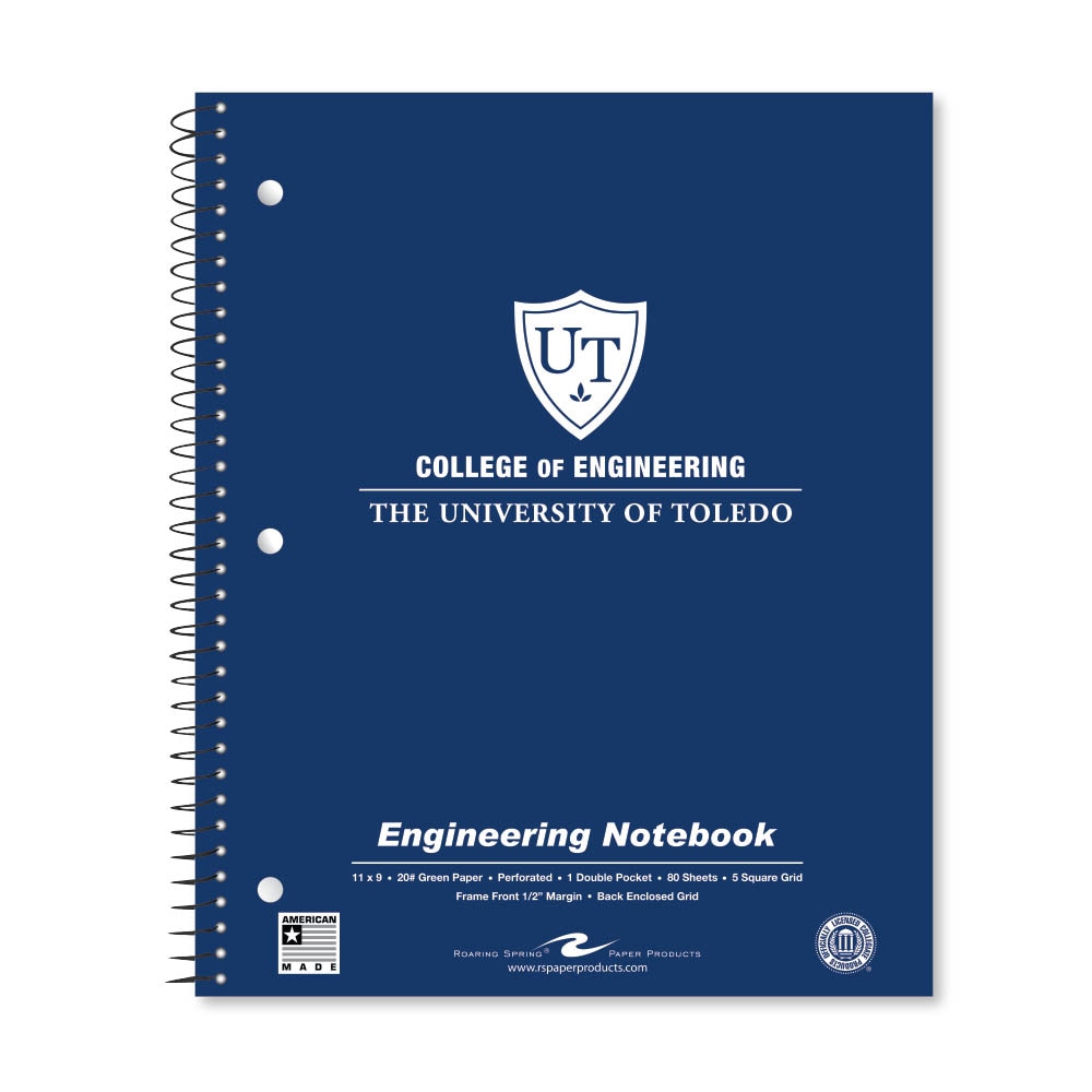School Spirit Engineering Notebook, Green Tint 20# Paper with 1 Double Pocket