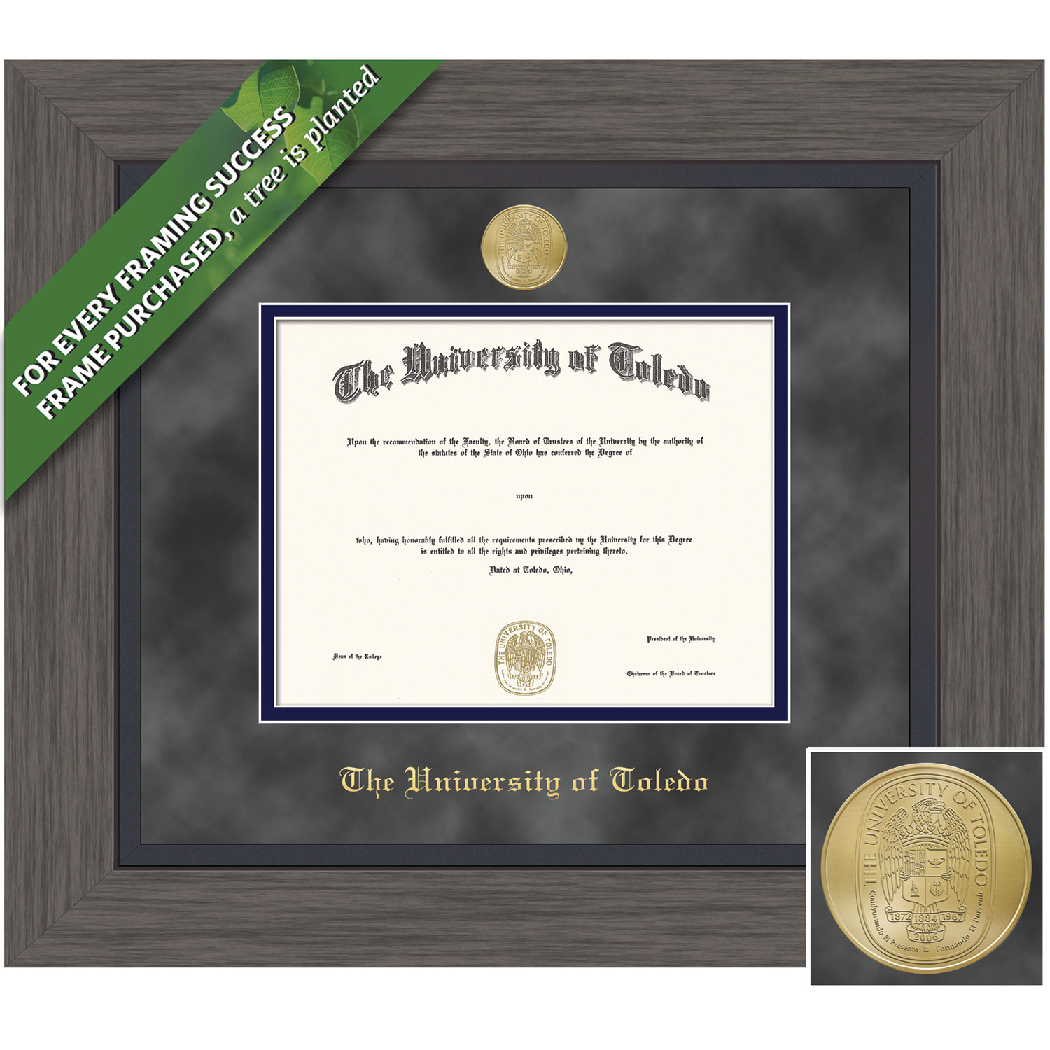 Framing Success 8.5 x 11  Greystone Gold Medallion Bachelors Diploma Frame
