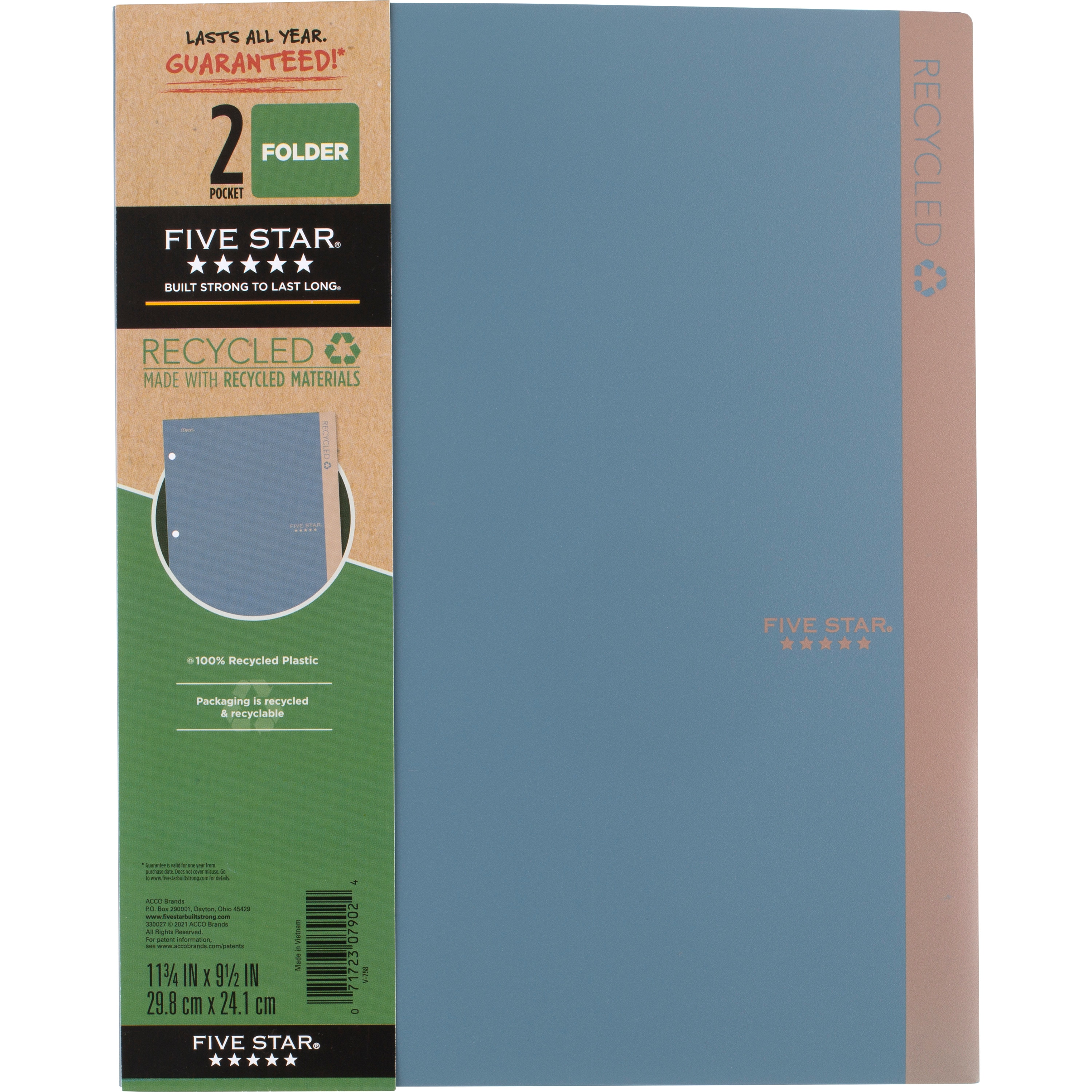 Five Star(R) Recycled Pocket Folder