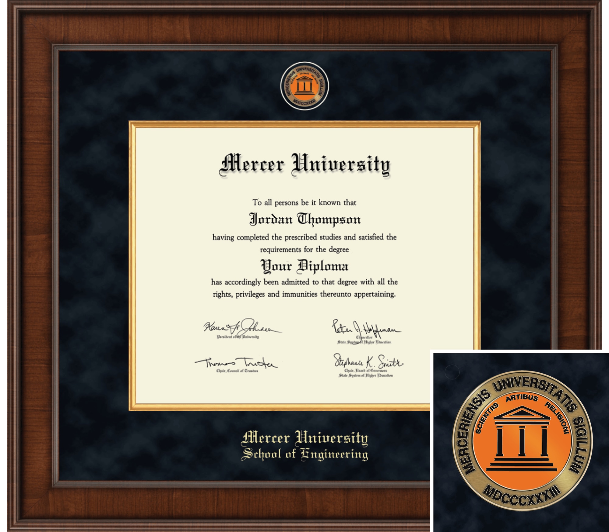 Church Hill Classics, 8.5x11, Presidential, Walnut, Engineering, Diploma Frame