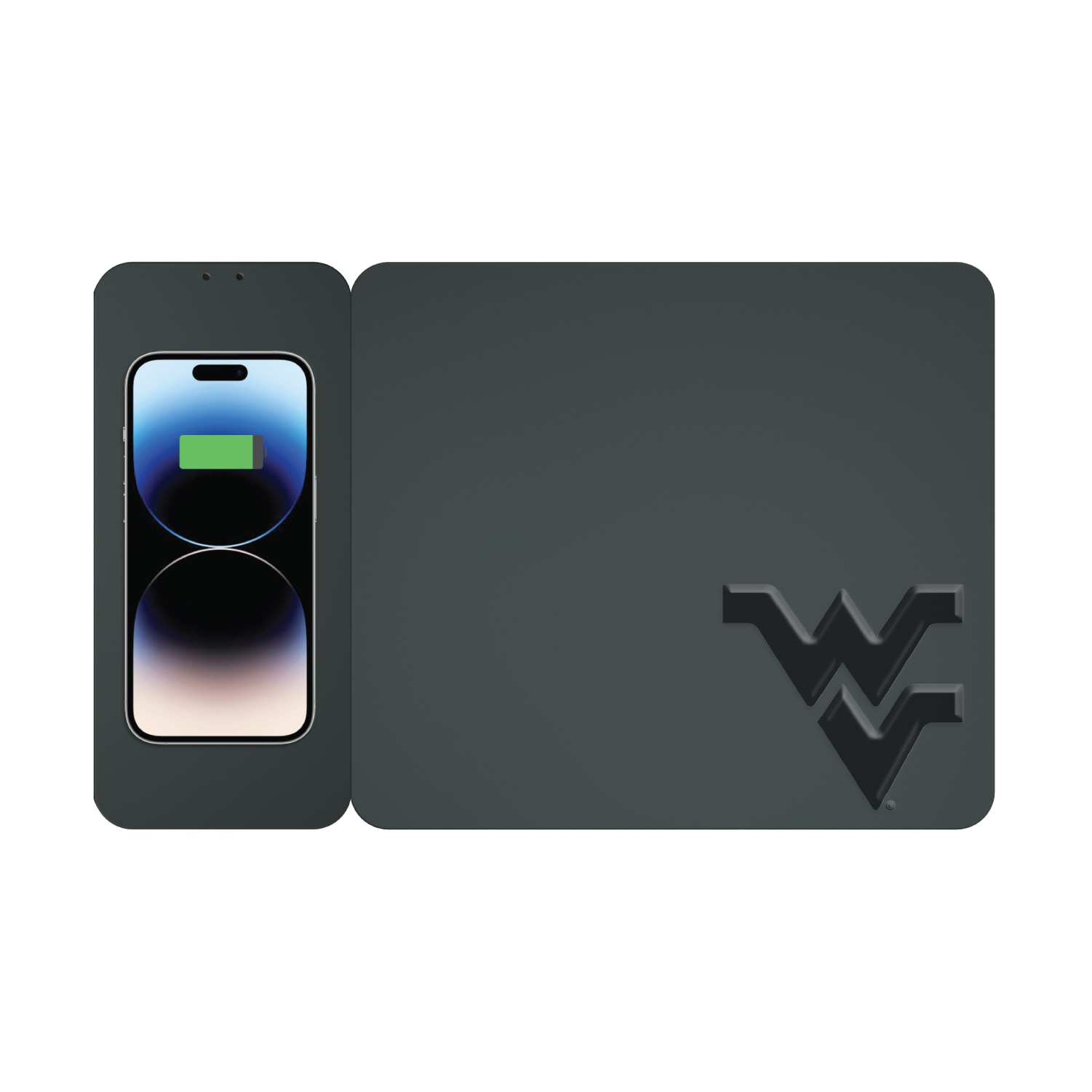 West Virginia University Leather Wireless Charging Mouse Pad, Black, Alumni V2