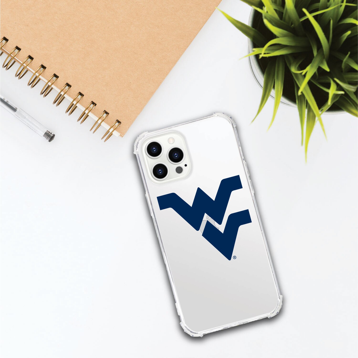 West Virginia University Mountaineers Clear Tough Edge Phone Case, Classic- iPhone 13 Pro