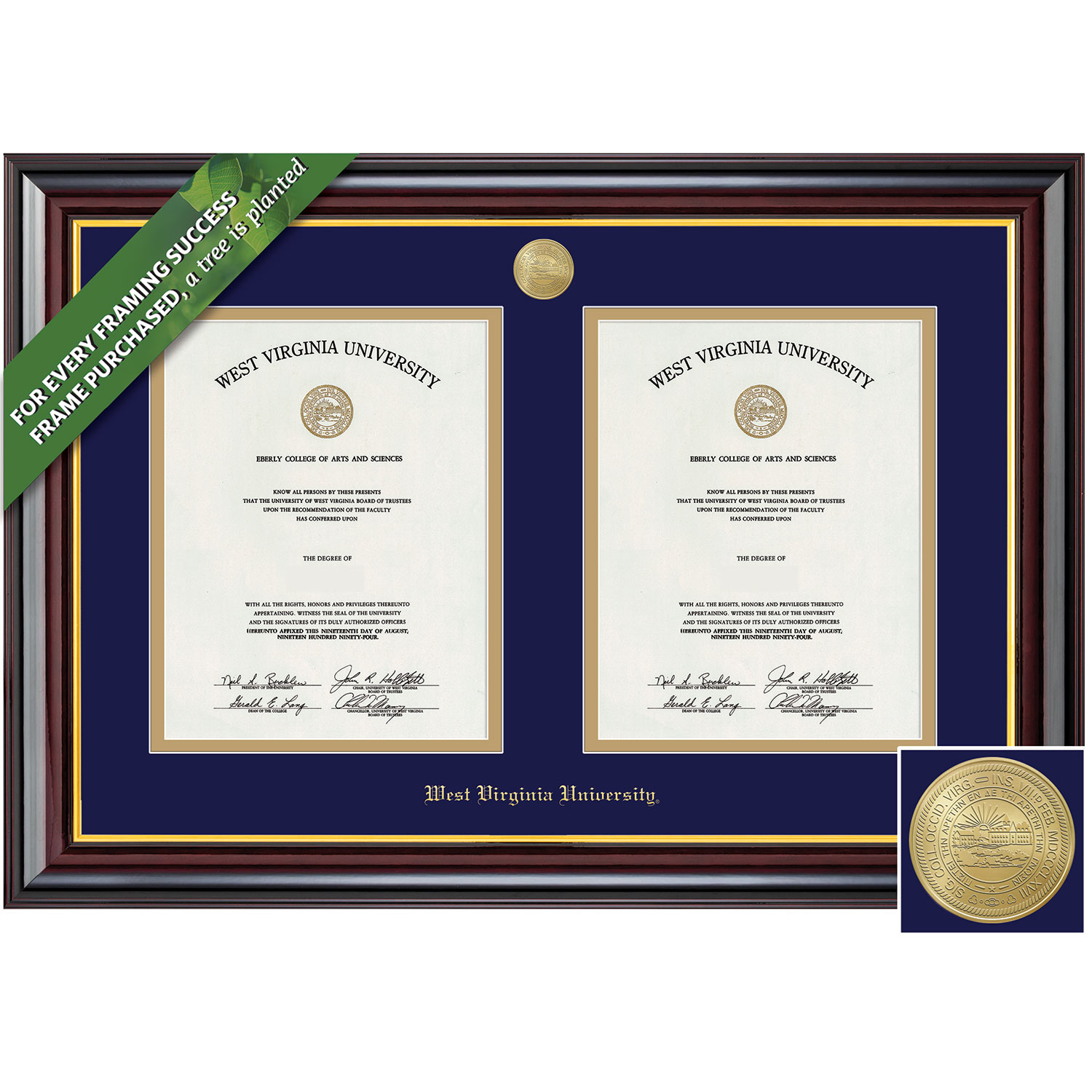 Framing Success 14 x 11 Windsor Gold Medallion Bachelors, Masters Double Diploma Frame