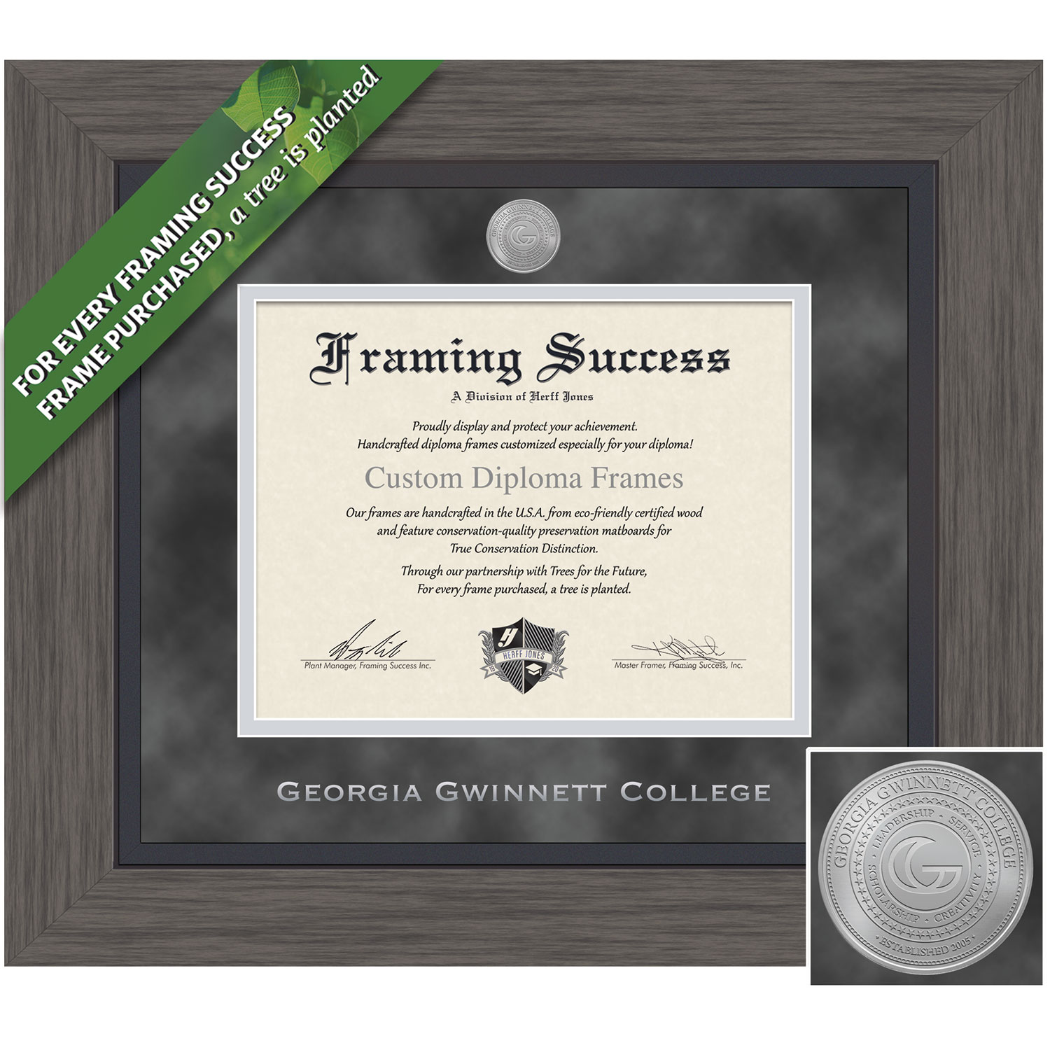 Framing Success 11 x 14 Greystone Silver Medallion Bachelors Diploma Frame