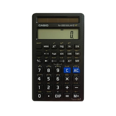 All purpose Scientific Calculator offers fraction calculations, trigonometric functions and more. Includes a slide-on hard case and it is solar powered. (Fraction key is not operable).