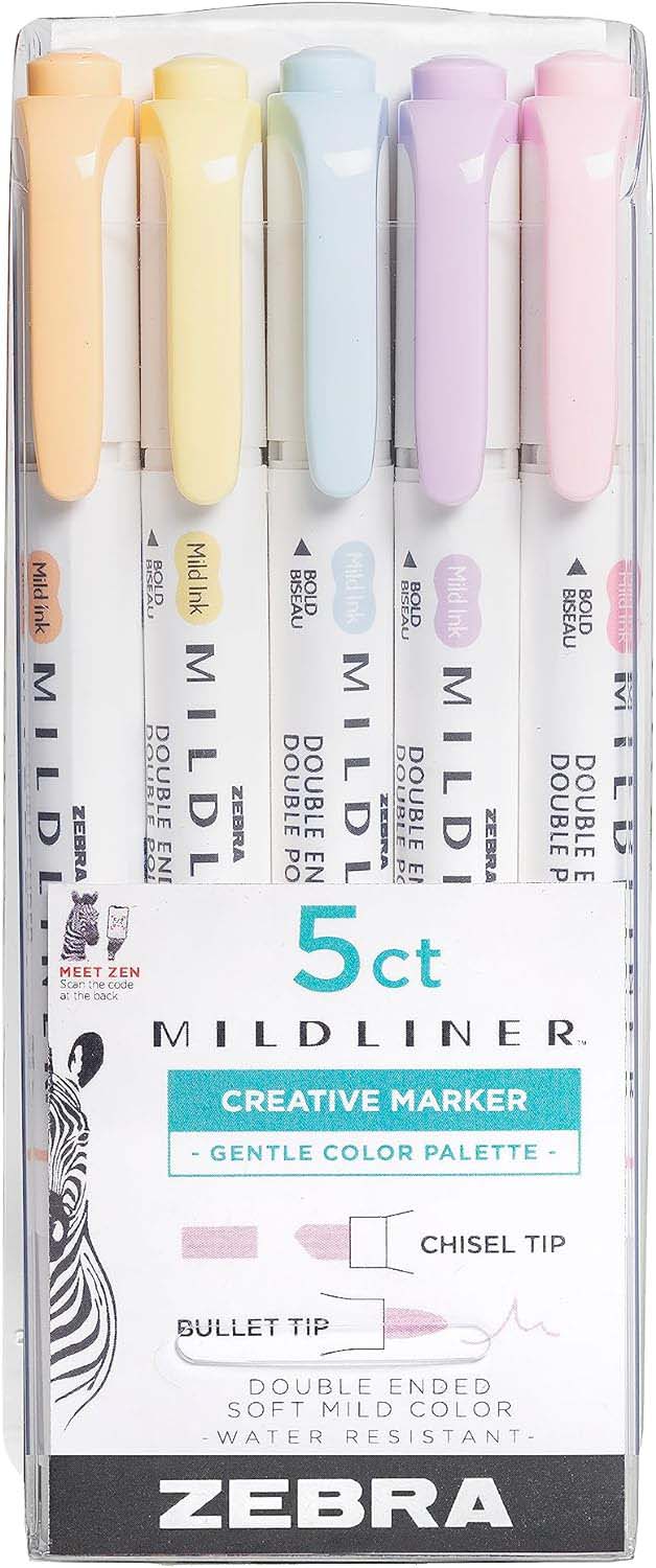 Zebra Mildliner Highlighter Gentle Set 5pk