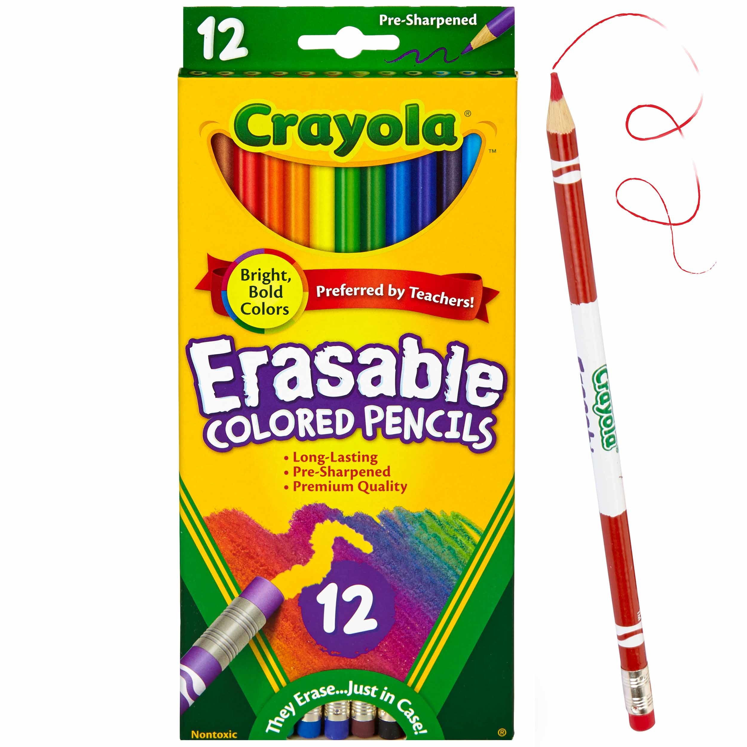 Crayola Erasable Colored Pencil Set, 12-Colors