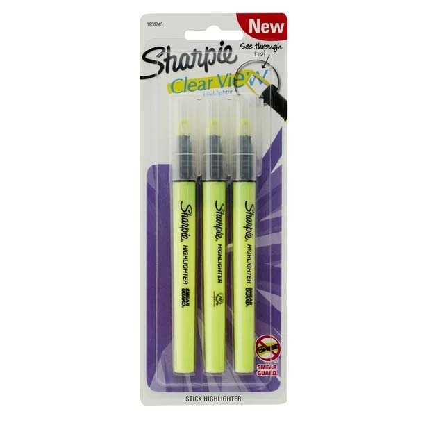 Sharpie Clear View Stick Highlighter Yellow 3Pack