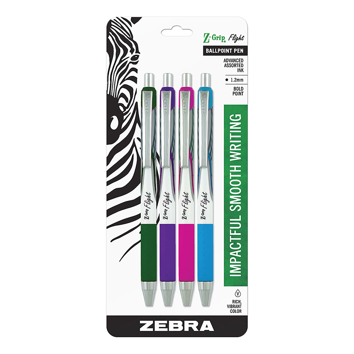 Zebra Z-Grip Flight Retractable 1.2mm Bold Ballpoint Pen 25-pack 