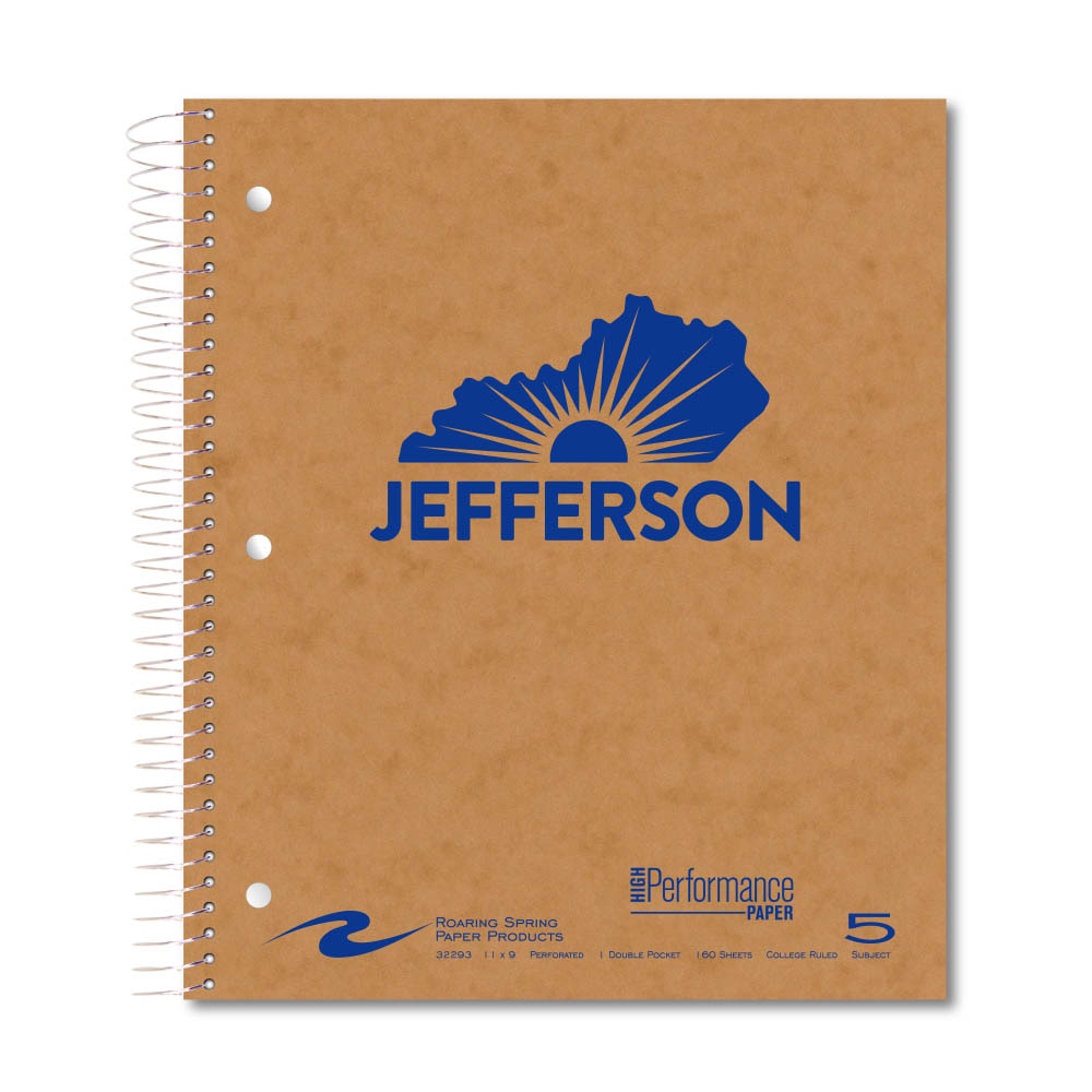 Roaring Premium 5 Subject Notebook, 8.5x11 College Ruled 20lb Paper, Pressboard Foil Cover