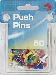 A&W Push Pins Assorted Colors 50 Count