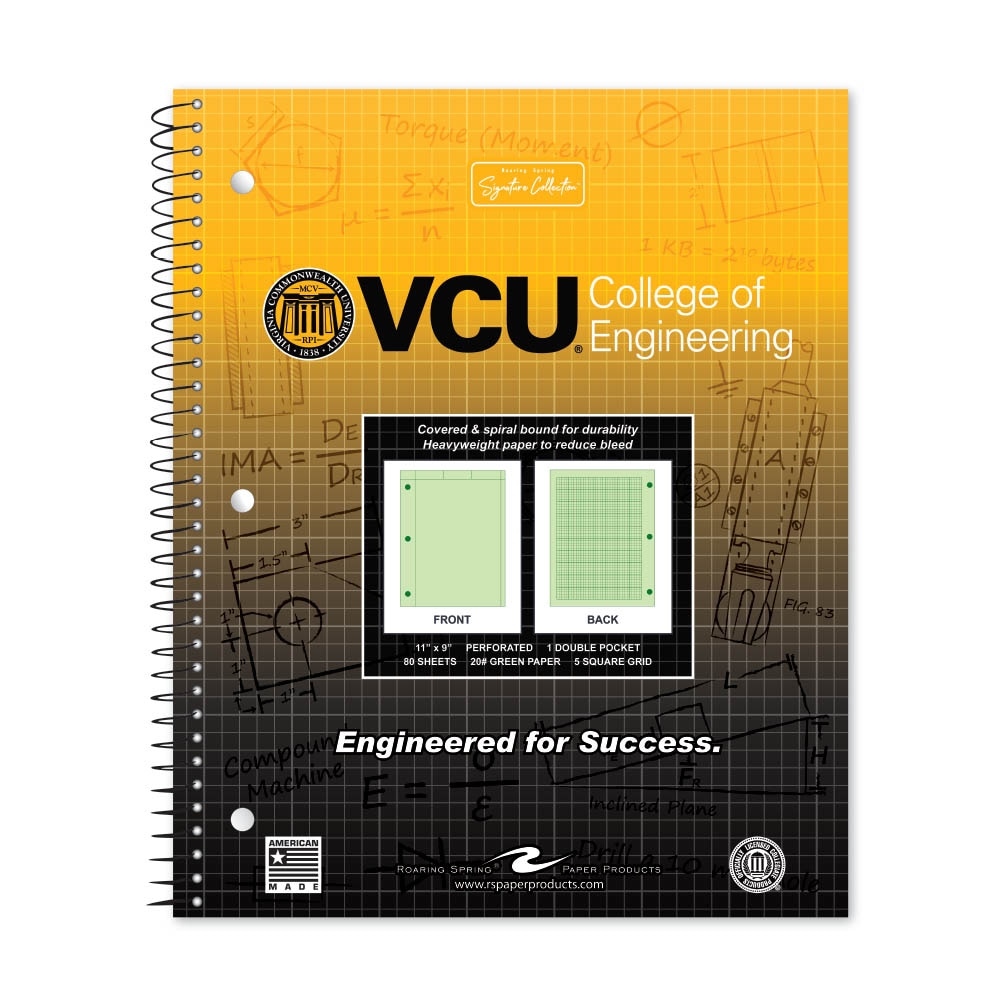 School Spirit Engineering Notebook, Green Tint 20# Paper with 1 Double Pocket