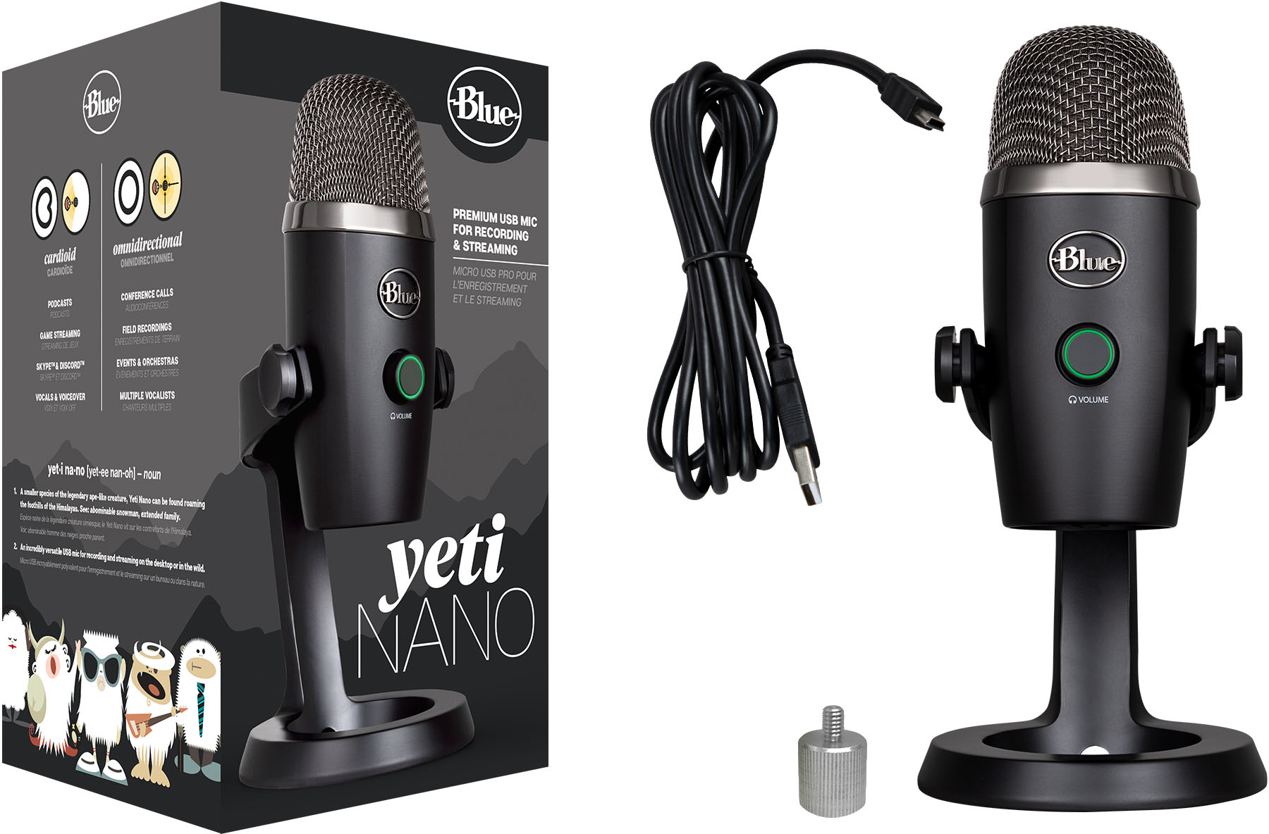 Blue Yeti Professional Multi-Pattern USB popular Condenser Microphone - Blackout