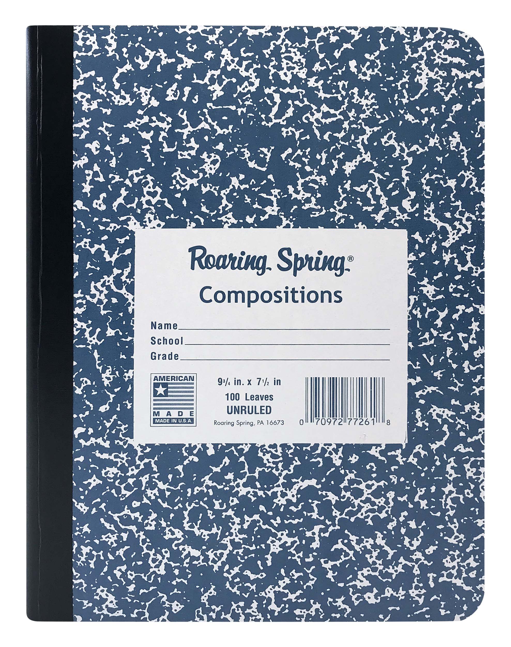 Roaring Spring Hard Cover Plain Unruled Composition Book 9.75" x 7.5" 100 Sheets