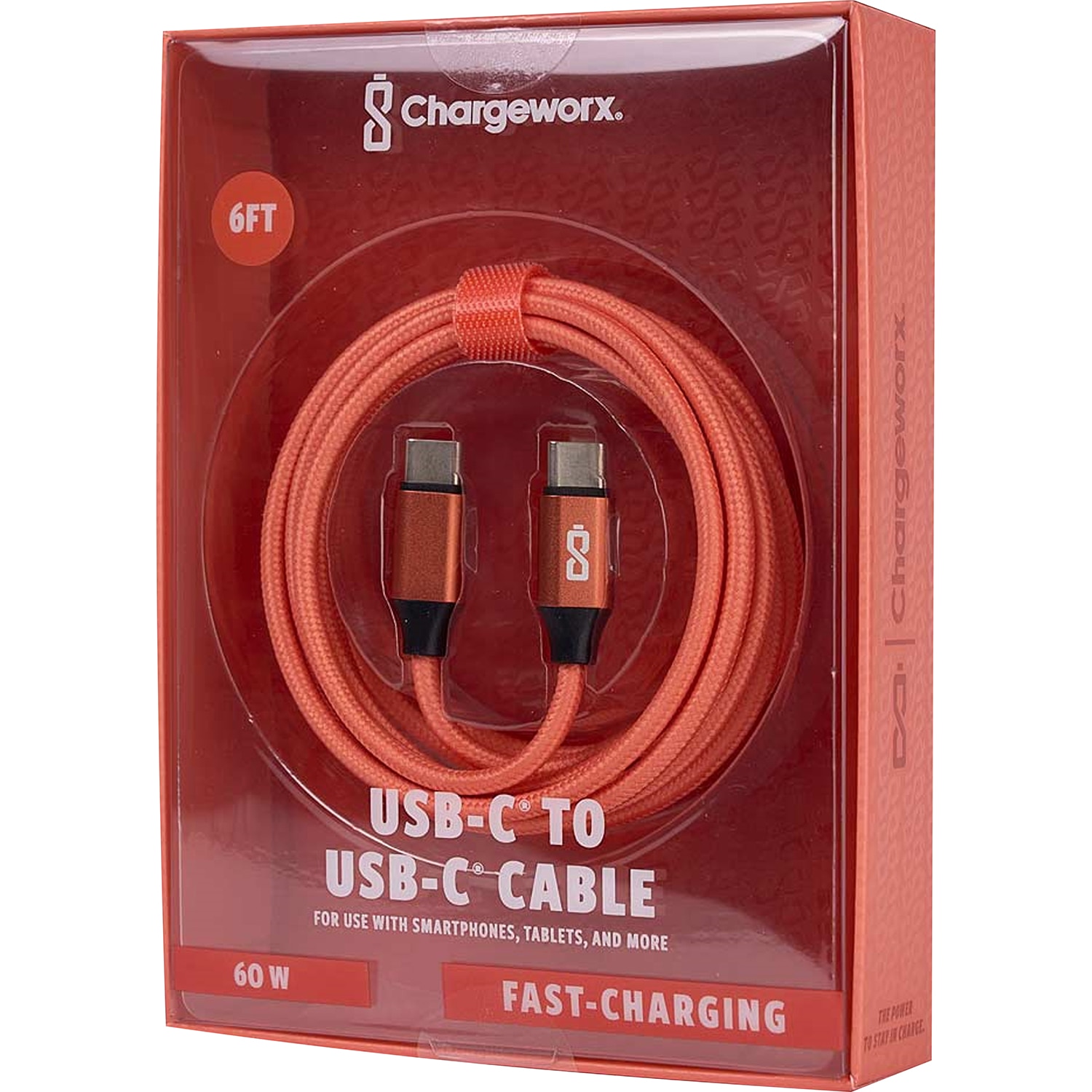 Chargeworx Nylon Tuff PD60 USB Cable 6Ft Desert Flower