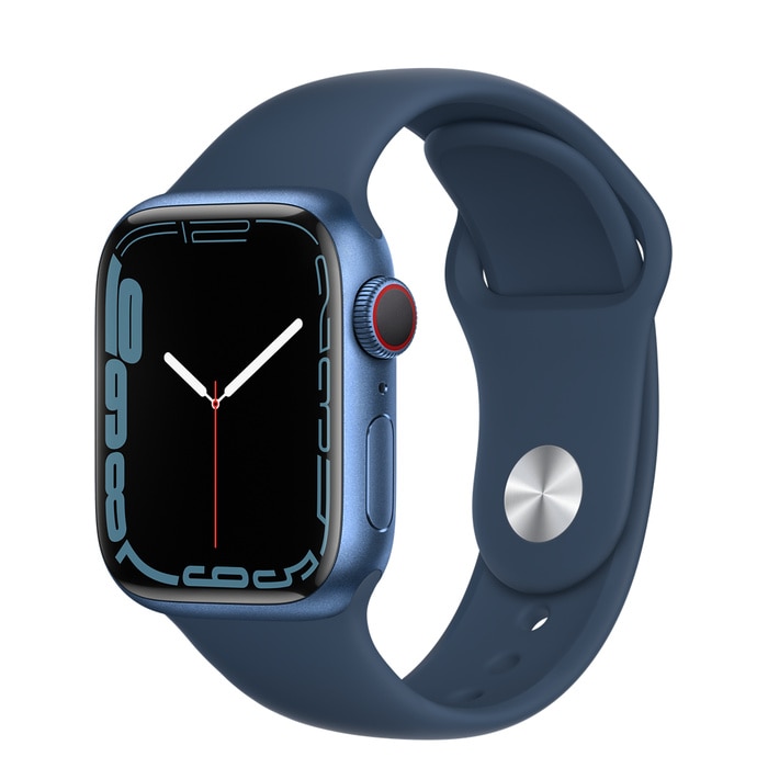 Apple Watch Series 7 GPS + Cellular, 41mm Blue Aluminum Case with Abyss Blue Sport Band - Regular