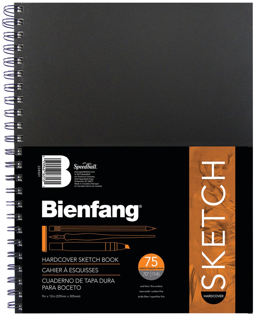 Bienfang Hard-Cover Sketch Book, Hard Bound, 9" x 12"